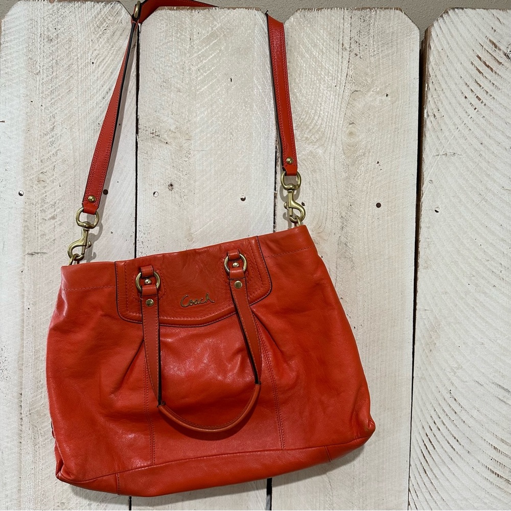 Coach Ashley Leather tea rose shoulder tote bag